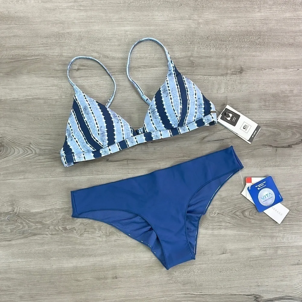 ☀️RIP CURL☀️ NOMAD STRIPE FIXED TRI CLS SURF ECO CHEEKY PANT BIKINI SET